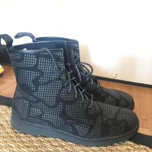 Black Dr. Martens snake skin textured boot